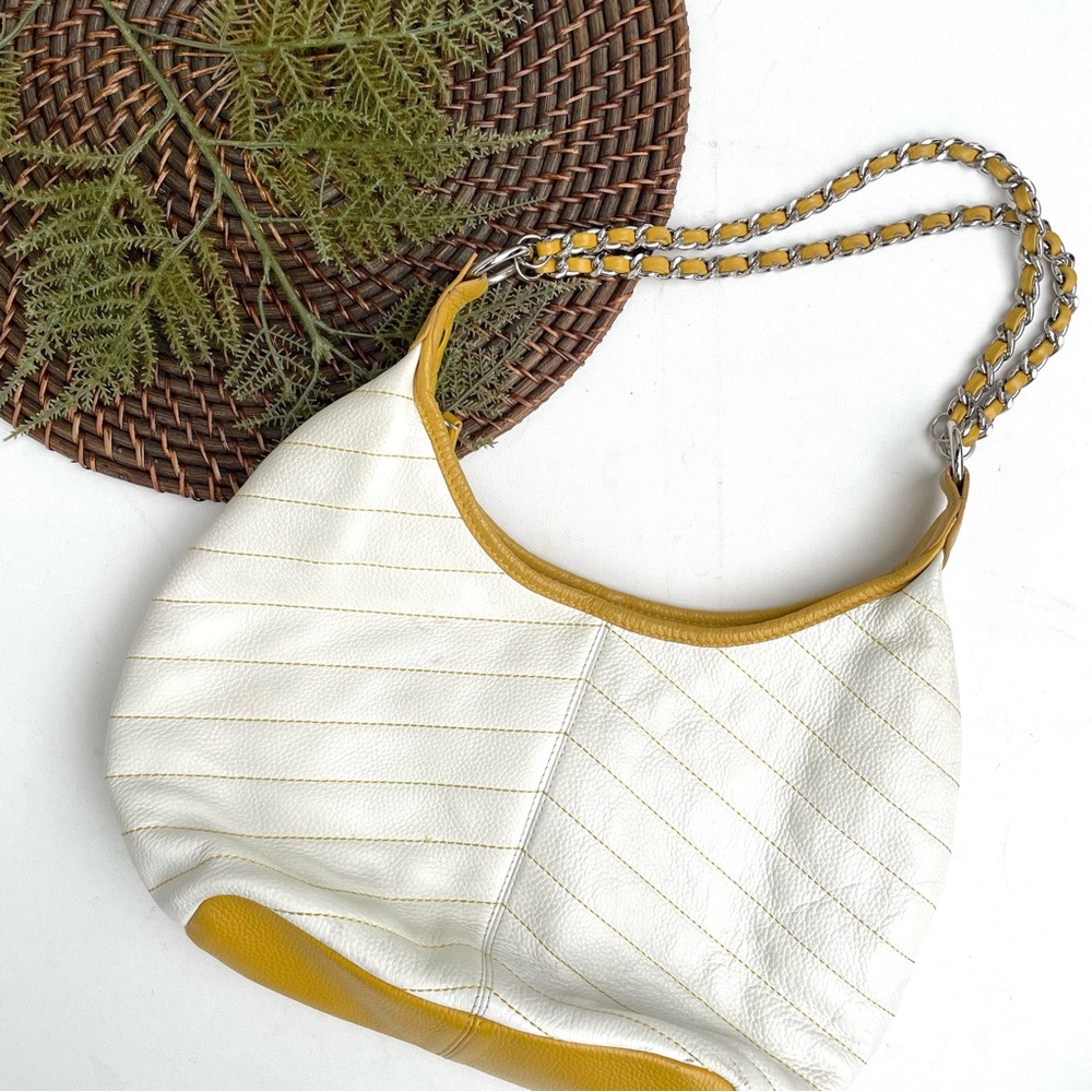 Bodhi Womens Purse White Yellow Hobo Bag Chain Strap